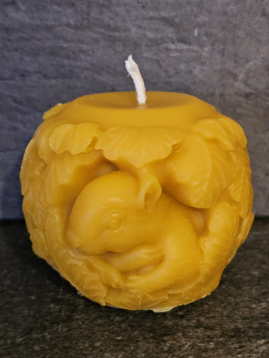 Kugelkerze Eichhörnchen 70 mm x 70 mm